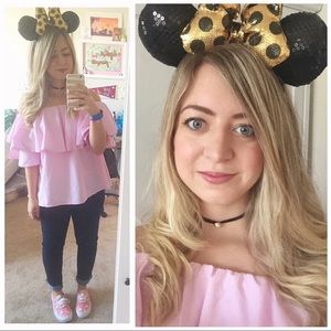 EUC Chicwish Pink Off Shoulder Top